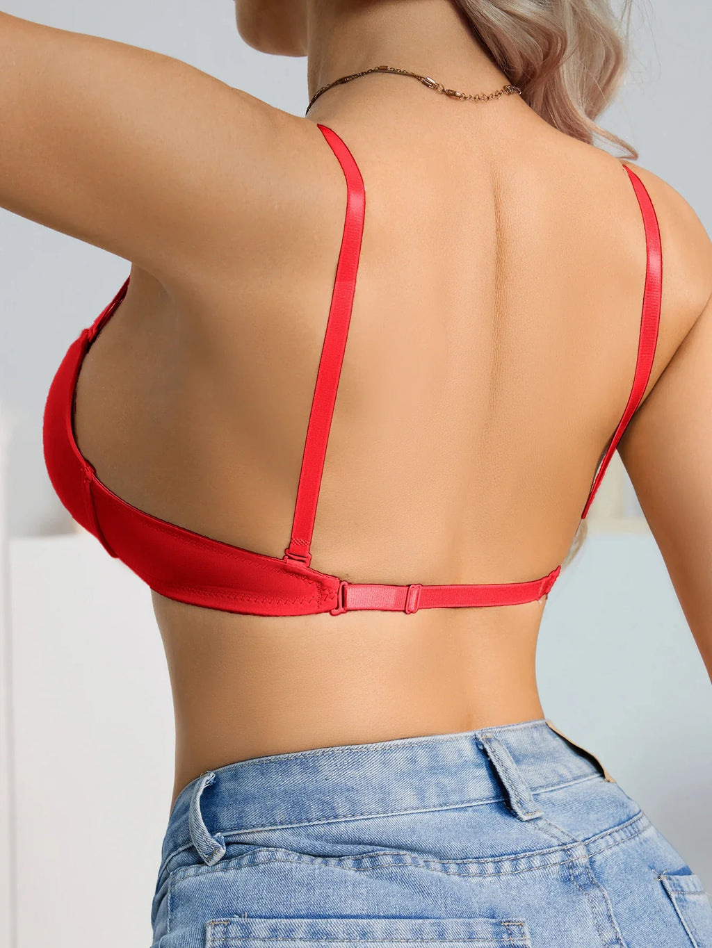 1Pcs Daily Basic Women's Bra Solid Front-Clasp Lining Push-Up Bra Comfortable Underwire T-Shirt Bra for Women