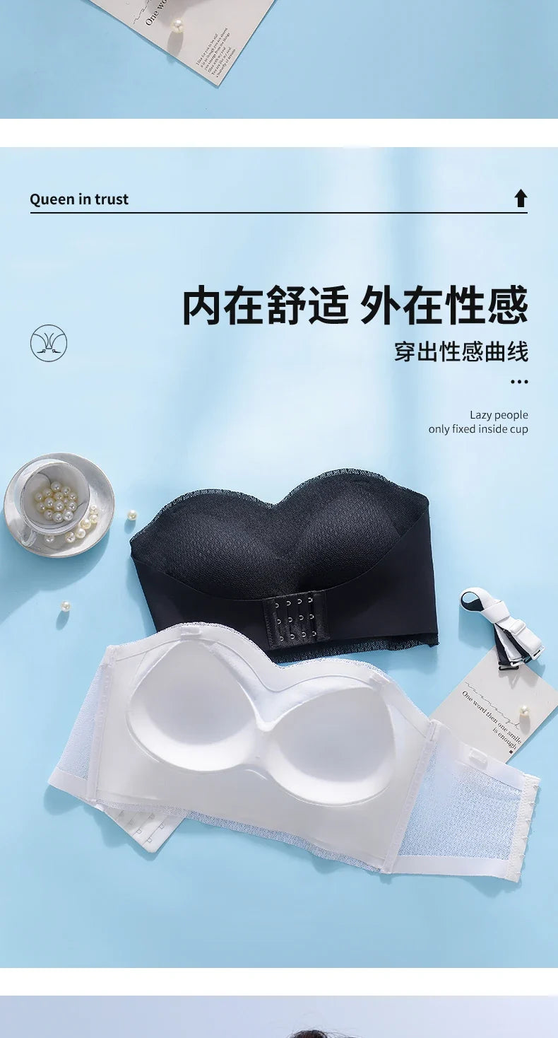 Sexy Push Up Bra Front Closure Strapless Underwear for Women Plus Size Invisible Brassiere Wireless Breathable Female Lingerie
