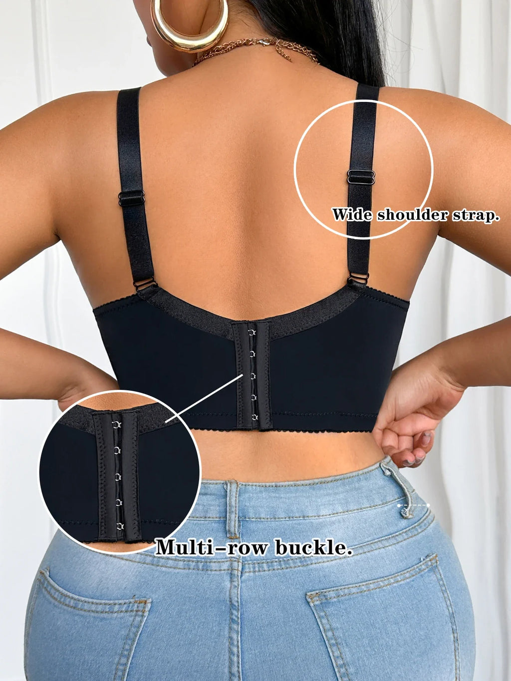 Sexy Hollow-Out Lace Plus Size Women's Bra Unlined Push up Bra Comfort Thin Cup Wide Shoulder Straps Underwire Bra