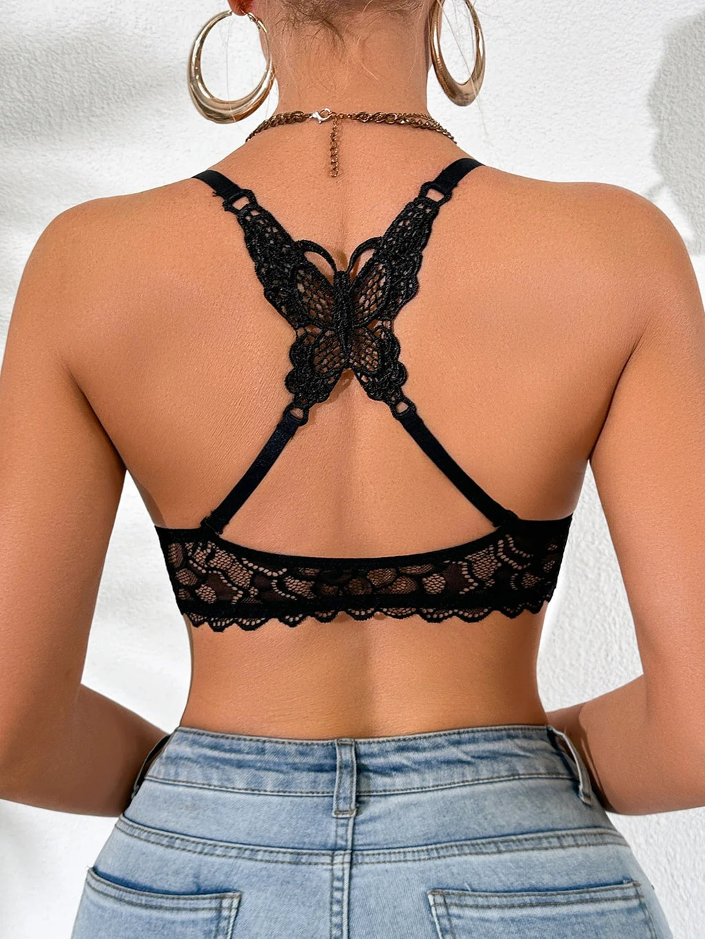 1Pcs Lace Butterfly Women's Sexy Bras French Front Closure Push up Bra Non-Padded Comfortable Versatile Back Design Top
