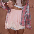 Trendix High Waist Satin Shorts Women's Summer Loose Casual Party Short Pants 2026 Holiday Solid Patchwork Lace Shorts Femme