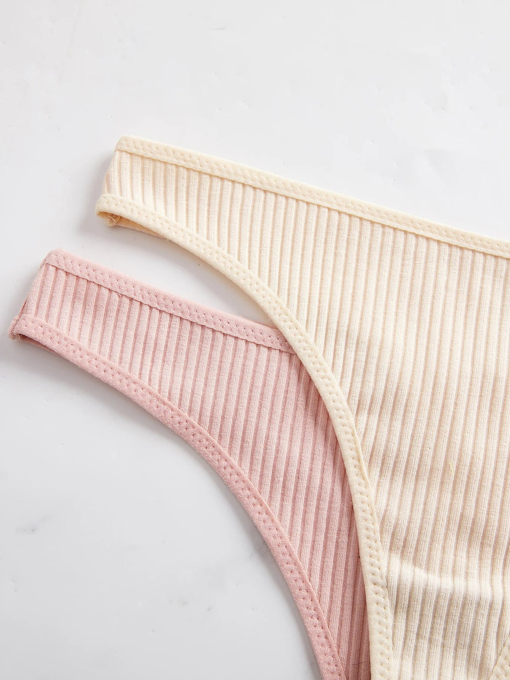 10Pcs Ribbed Women's Panties Everyday Basic Solid Thongs Comfortable Knit Women's Underwear