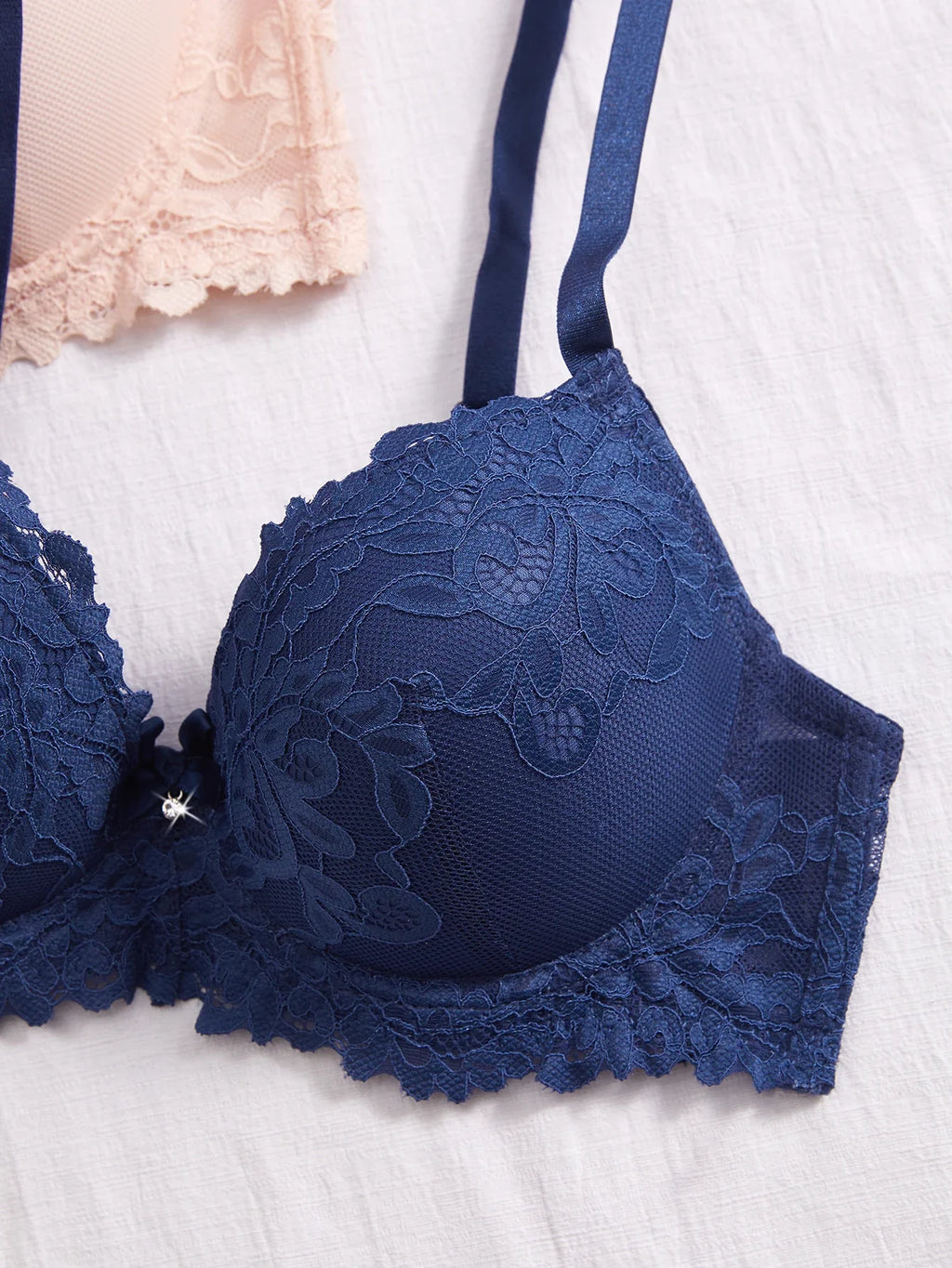 3PCS Lace Trim Women's underwear set Underwire Push up Bra for Women Bow & Rhinestone Comfort Daily Lingerie Set A B C Cup