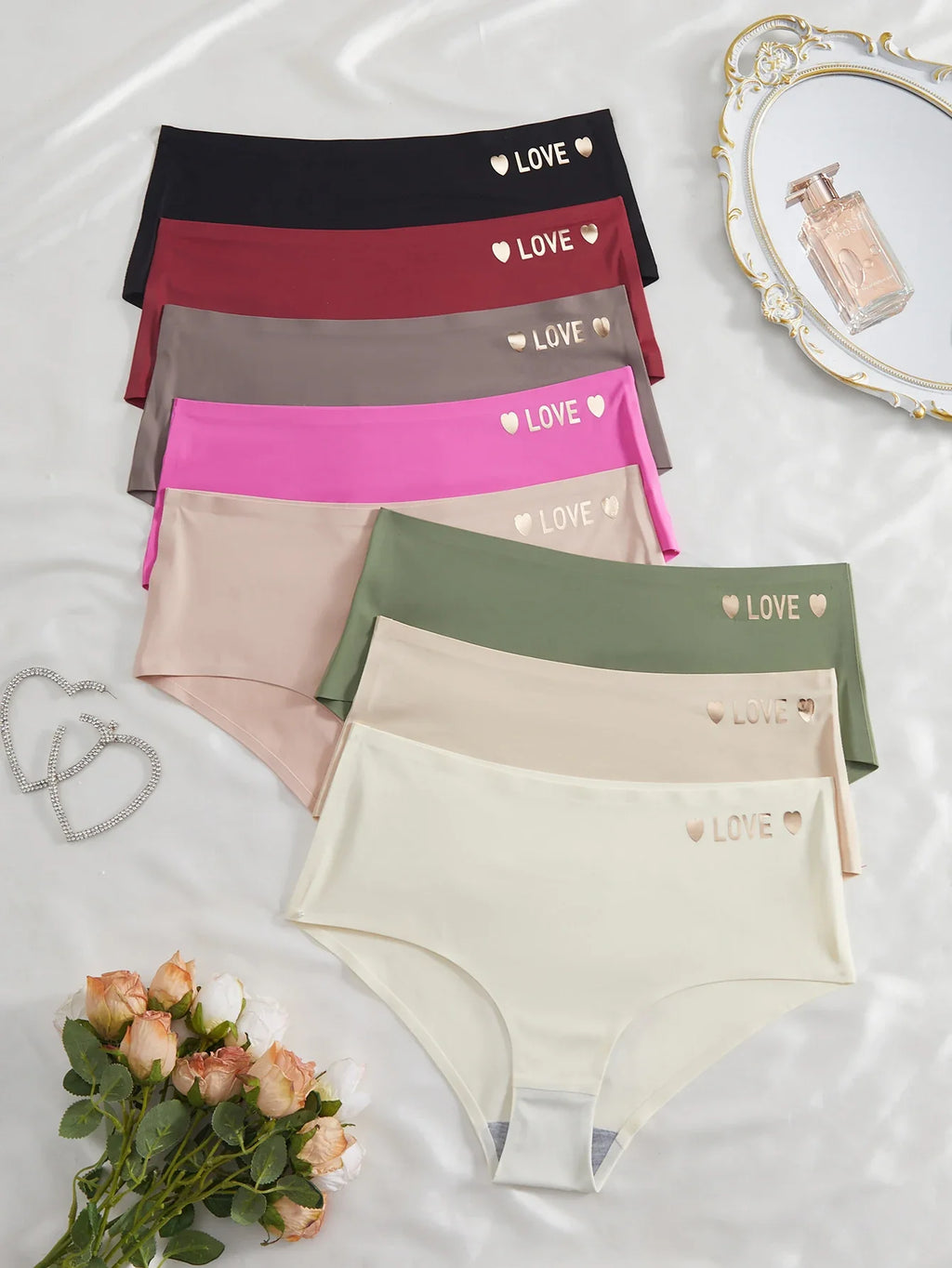 8pcs/Set Seamless High Waist Panties Women's Letter Underwear Breathable Stretchy Briefs Female Trendy Comfortable Lingerie