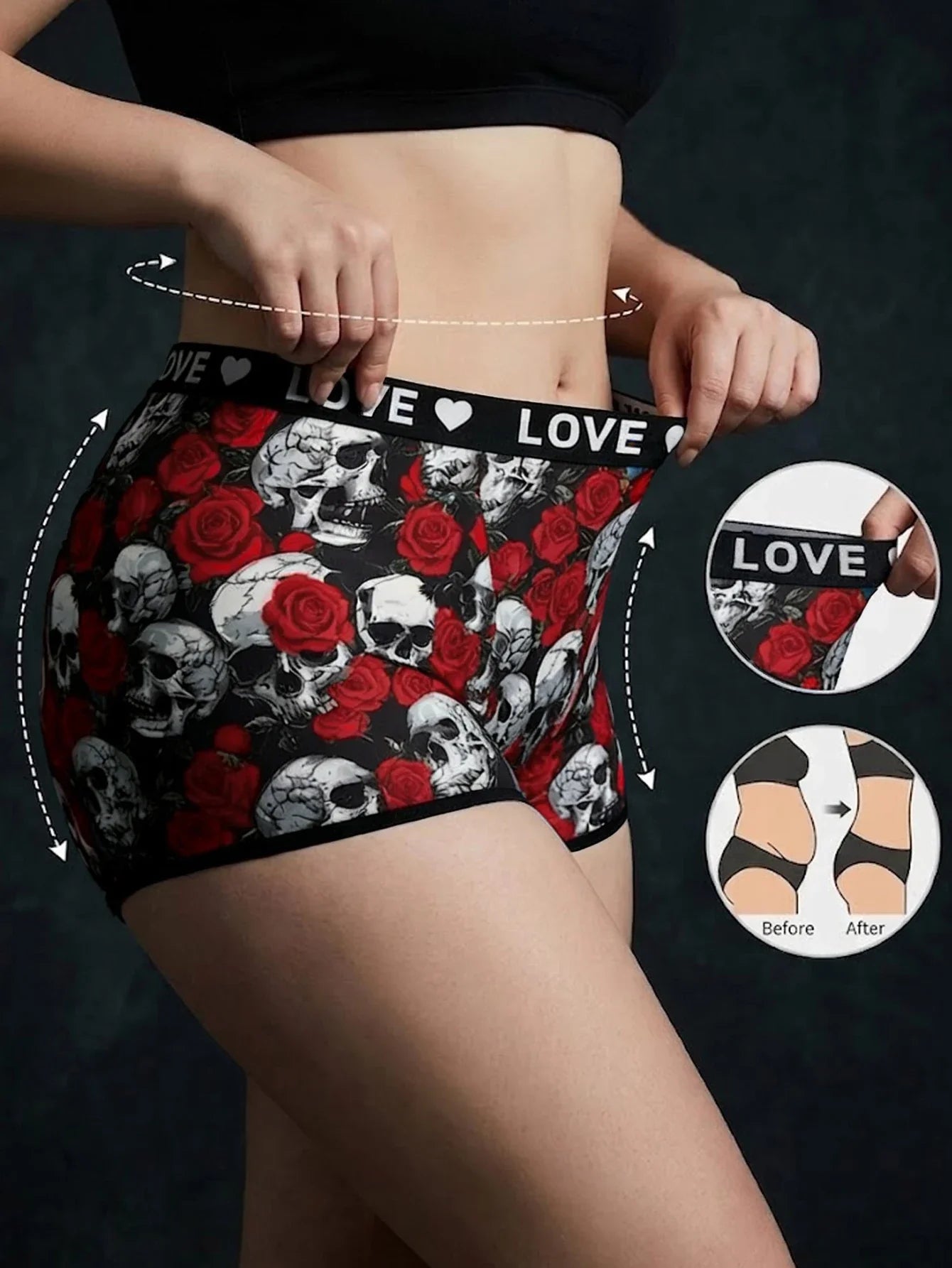 Women's Boyshort Underwear High Waist Seamless Panties Skull Tummy Control Comfortable Ladies' Lingerie 1XL-4XL