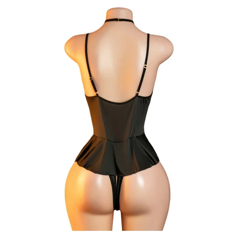 Sexy Crotchless Bra Set Women's Erotic Bodysuit Lace Hollow Bra Set Costumes Deep V Open Bra Underwea Sexy Backless Dress Women