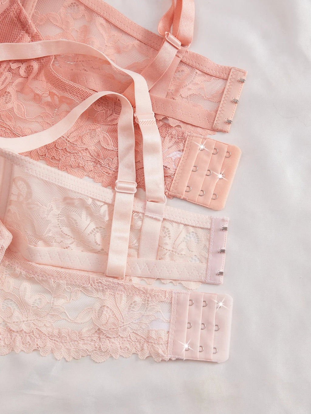 4Pcs Daily Plus Size Floral Lace Women's Underwear Set Thin Cup Push up Bra Wide Strap Underwire Side Support Women Lingerie Bra