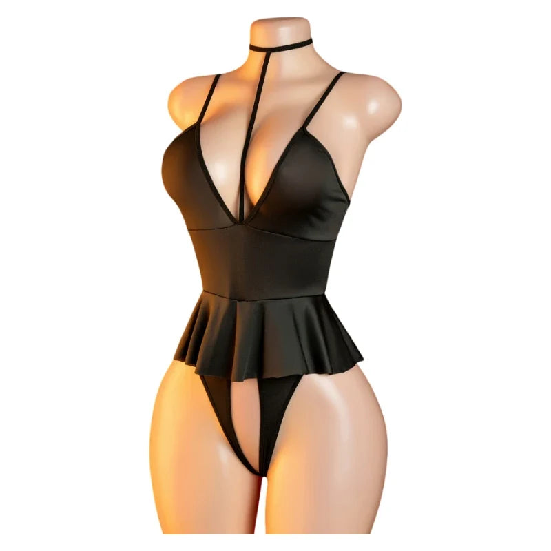 Sexy Crotchless Bra Set Women's Erotic Bodysuit Lace Hollow Bra Set Costumes Deep V Open Bra Underwea Sexy Backless Dress Women