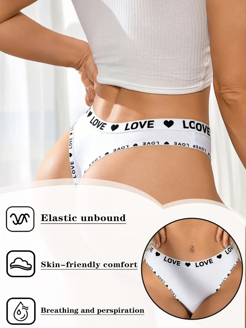 6Pcs/Set Women Seamless Panties Sexy Low Waist Thong Female Breahtable Underwear Ladies Love Heart Panties Lingerie