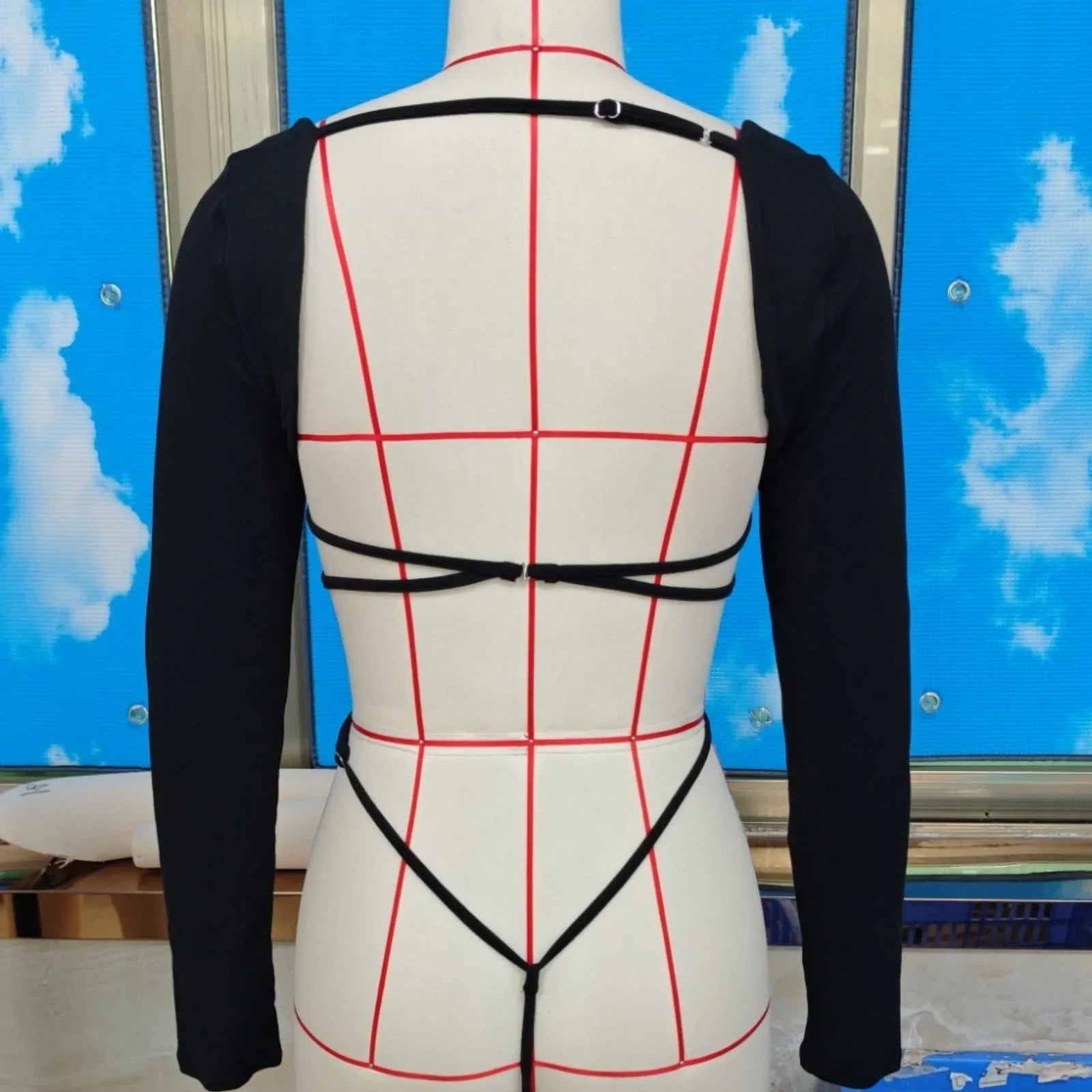 Women Long Sleeve Backless Bodysuit Stylish Solid Color Slim Fit Square Neck Romper for All Seasons