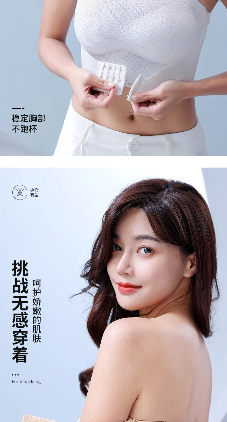Sexy Push Up Bra Front Closure Strapless Underwear for Women Plus Size Invisible Brassiere Wireless Breathable Female Lingerie