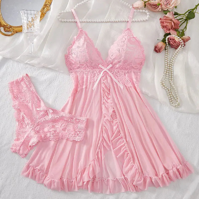 Sexy Lingerie Triangle Panty Set Women's Night Dress Erotic Underwear Lace Transparent Underpants Sexy Thong Plus Size Briefs