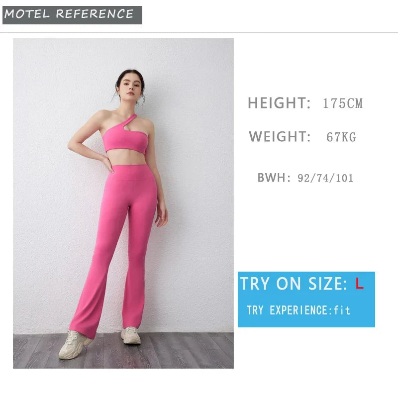 DIAS FIT JOY Peach flared pants for women's yoga high waisted and hip lifting tight pants wide leg fitness pants quick drying