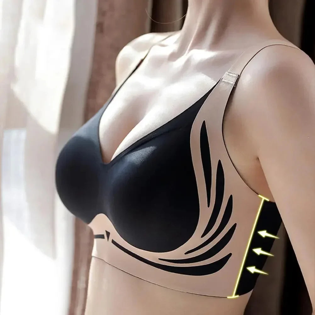 Powerful Push up Seamless Bra Women Gathered Up Wireless Bra Soft Full Coverage Support Adjustable Underwear Anti Sagging Bra