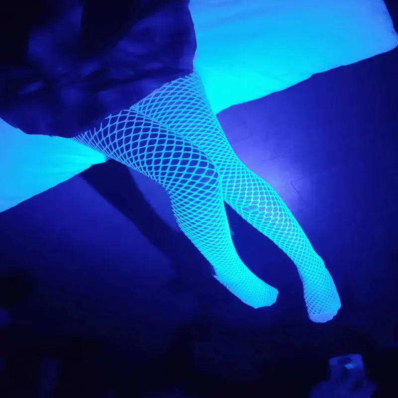 Gothic Harajuku Punk Long Stockings Women Mesh High Tights Lolita Luminous Socks Sexy Pantyhose