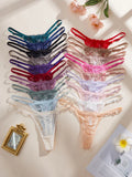 19 Set Women Sexy Lingerie Mesh Lace Panties Adjustable Waist Thongs Low Waist Underwear Comfort Underpants Women Intimates