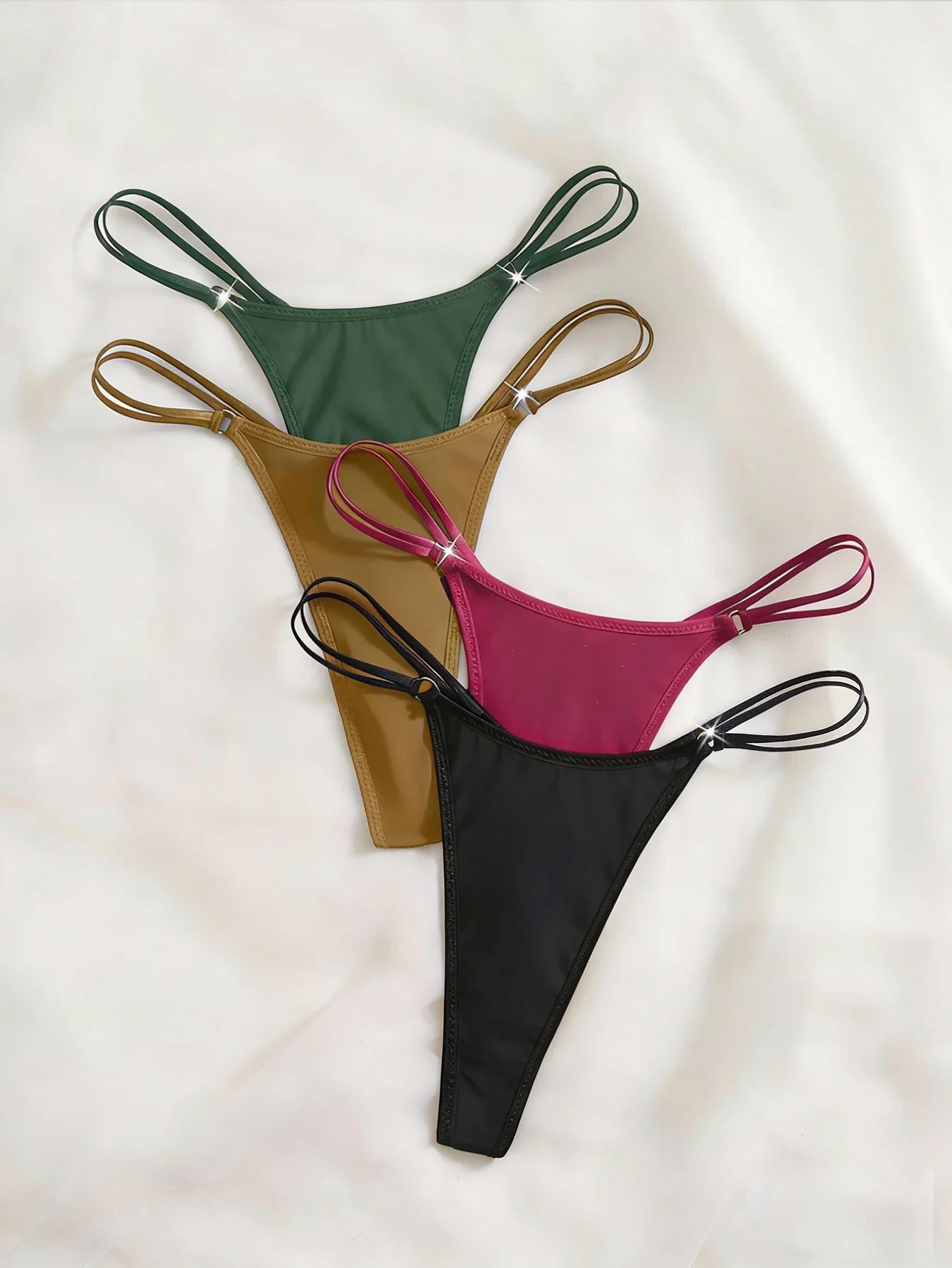 4 Piece Women Panties Sexy Low Rise G‑String Double Waistband Thong Fashion Female Sexy Underwear
