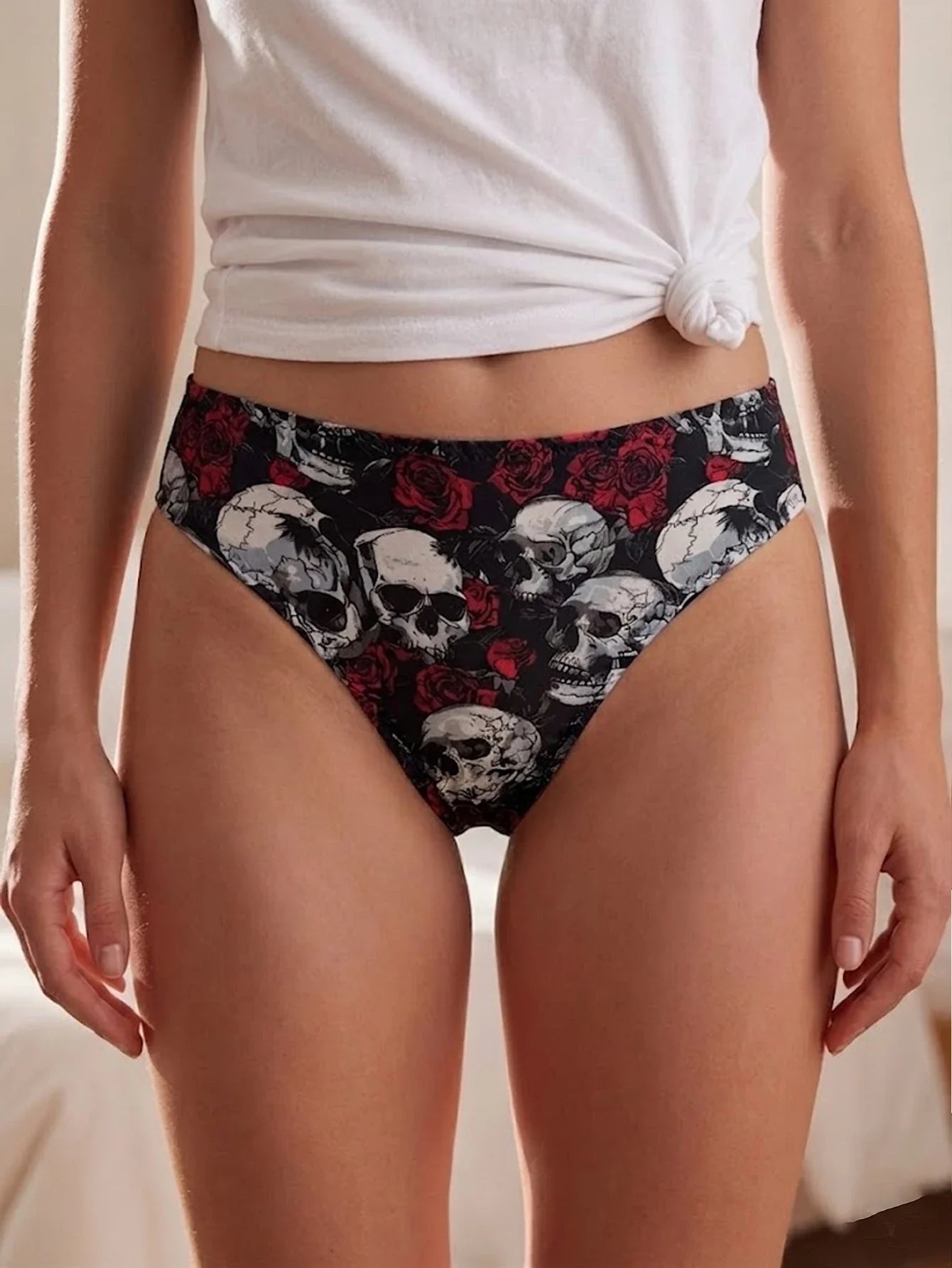 Modern Women's Underwear Gothic Skull Briefs Soft Breathable Stretch Panties for Women