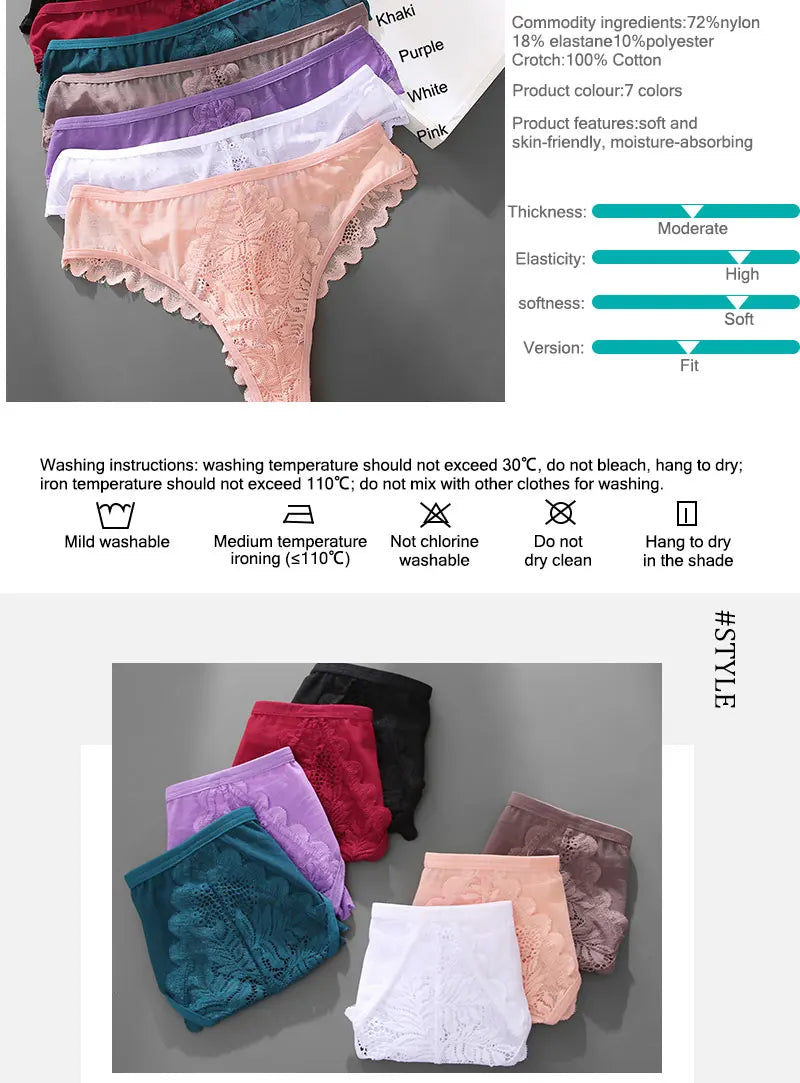 Women Sexy Lace Thongs Ladies Solid Color G-String Panties Floral Perspective Underwear Female Soft Breathable Intimate Lingerie