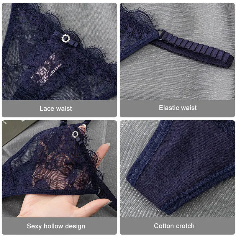 New Women's Sexy Lace Panties Adjustable Girls G-Strings .Fashionable Breathable Low Waist  Briefs Shorts.with Rhinestones Thong