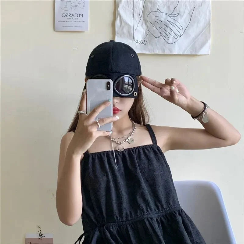 Aviator Baseball Cap – Unisex Summer Hat with Built-In Sunglasses
