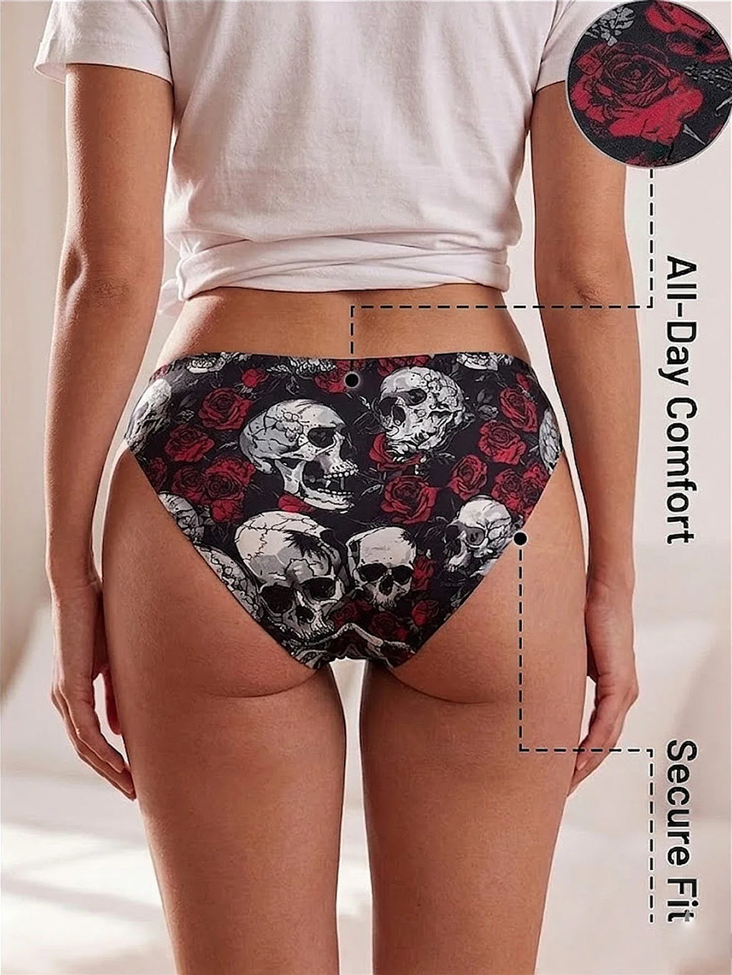 Modern Women's Underwear Gothic Skull Briefs Soft Breathable Stretch Panties for Women