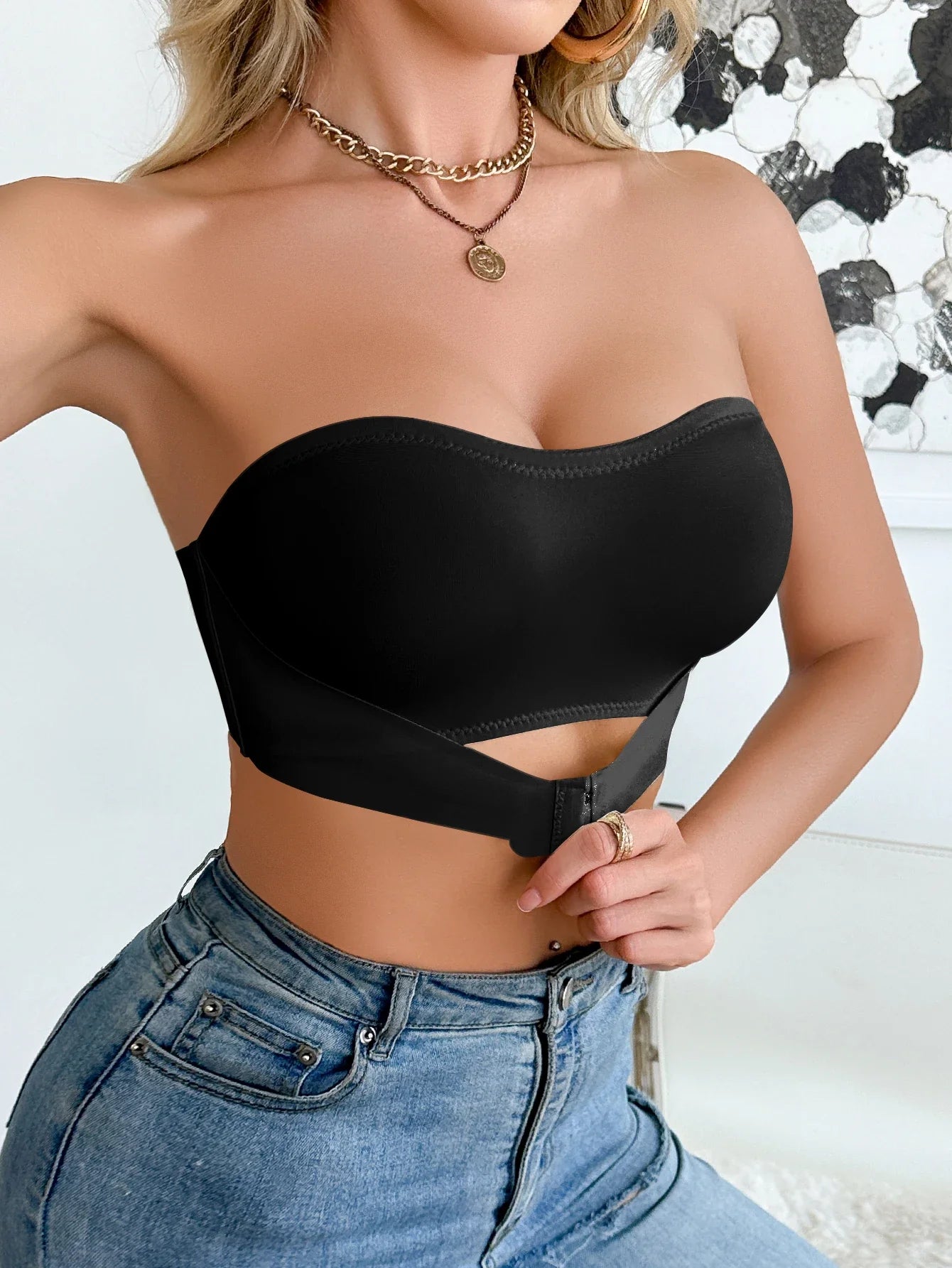 Daily Strapless and Wireless Women's Bra, Seamless Unlined Comfortable Push-up Trendy Solid Color Lingerie