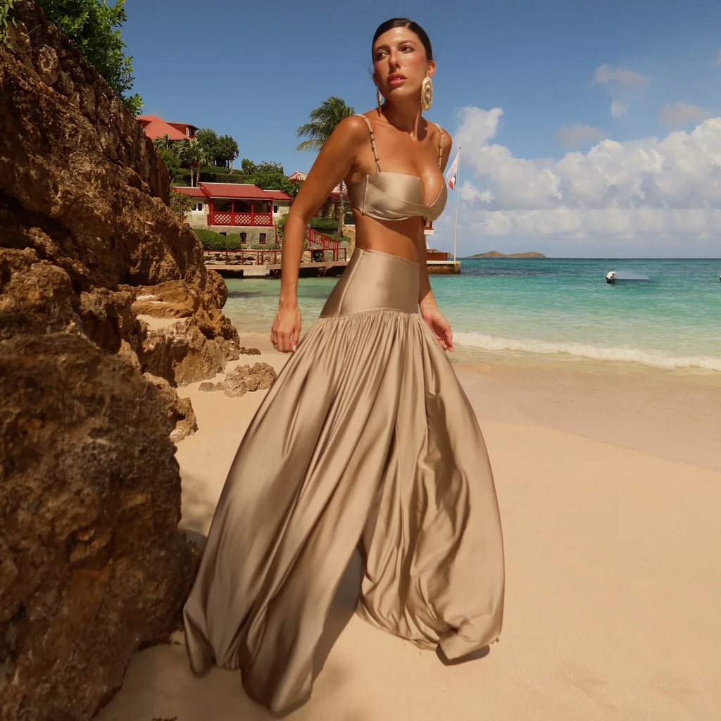 Bandeau 3 Pieces Bikini 2025 Sexy Women Swimsuit Swimwear Female Dress Cover Up Bikini Set Beachwear Bathing Suit Swimming Suit