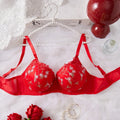 Fallsweet C D Cup Push up Bra for Women Wide Shoulder Straps Embroidered Floral Bow Plus Size Bras Comfort Underwear Lingerie