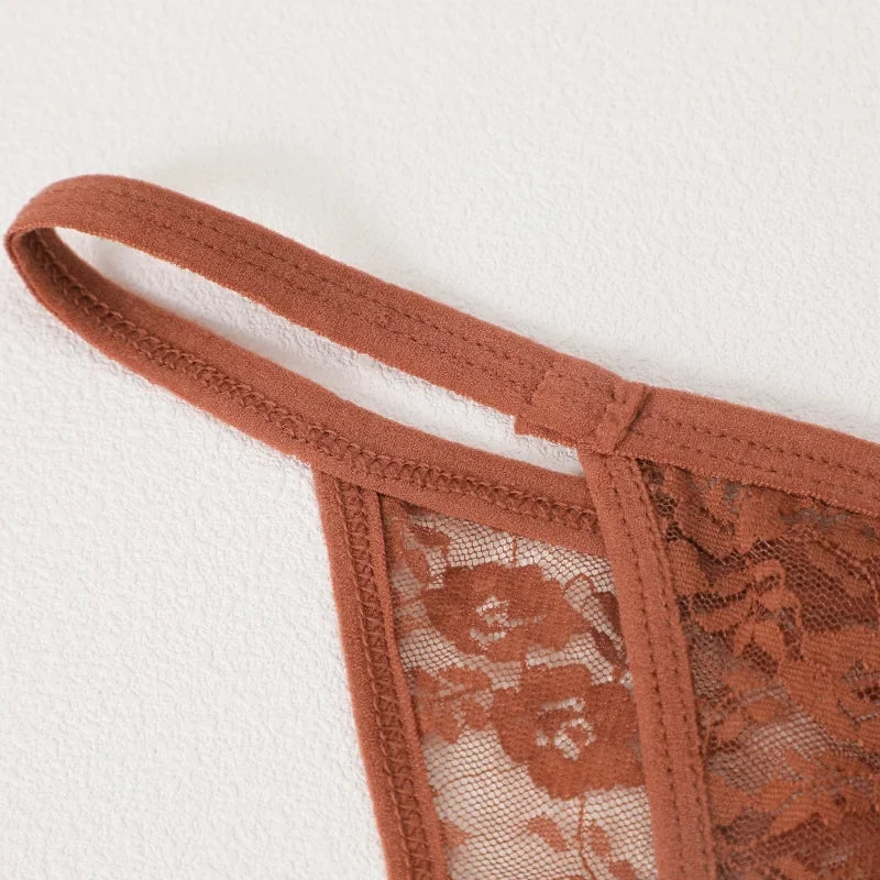 4PCS/Set Women's Underwear Lace Panties Floral Lingerie Woman Panties Sexy Thong G-String Female Pantys Perspective Intimates Ne