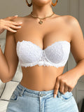 Daily Lace Patchwork Detachable Strap Women's Sexy Bras Invisible Strapless Backless Bra for Dresses Soft Thin Cup Push up Bra