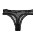 FINETOO Women Sexy Lace Low-Rise Thongs Letter Waist Transparent G-String Ladies Seamless Lingerie Hollow Out Perspective T-Back