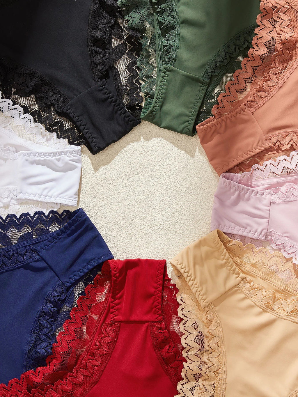 Women Sexy Lace Trim Panties High Waist Elastic Waistband Underwear Comfy Daily Female Lingerie Lace Briefs Xs-Xxl