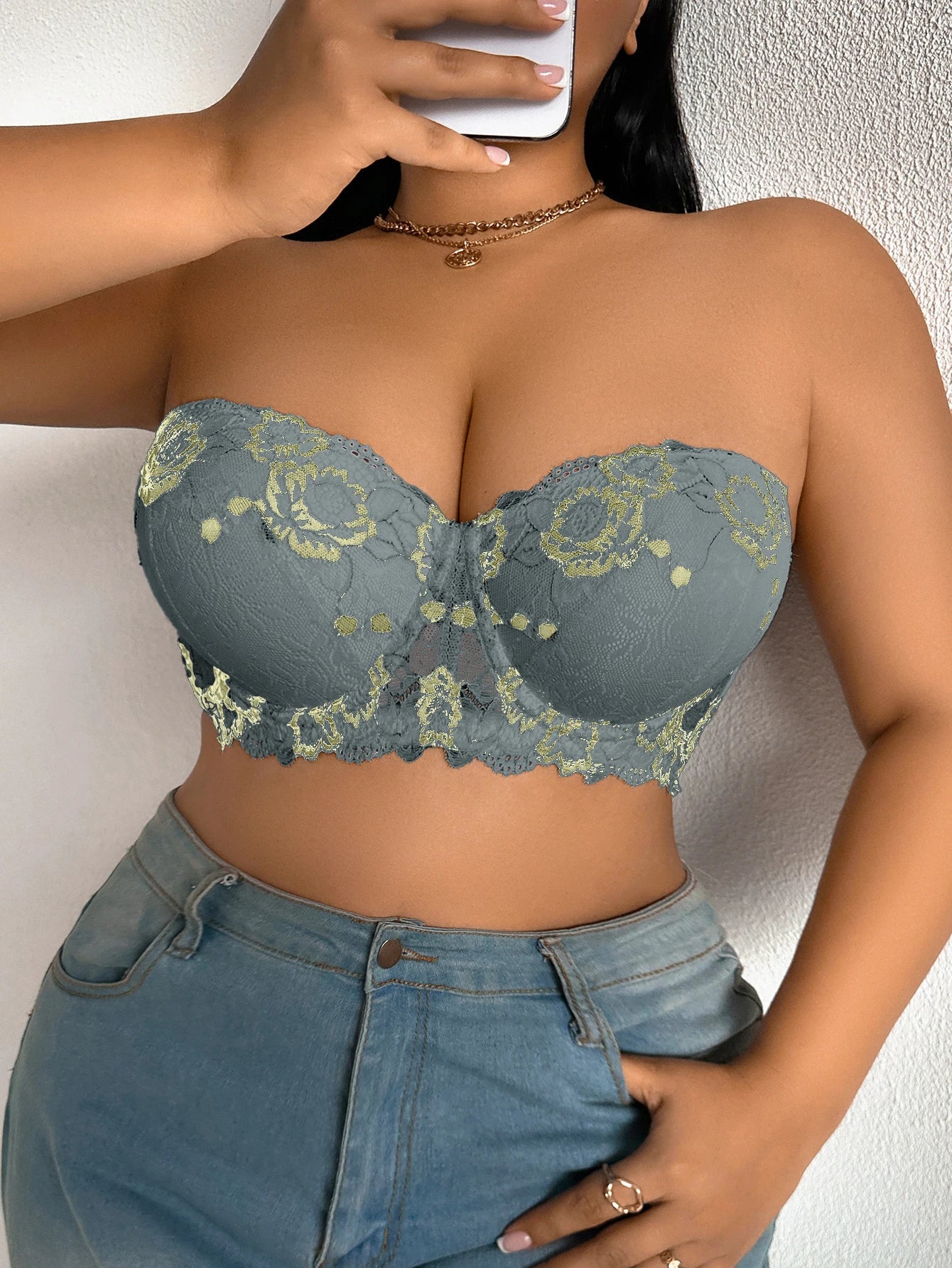 Daily Wide Strap Plus Size Women Bra Lace & Embroidery Push up Bra Comfort Thin Cup Underwire Support Lingerie Bra