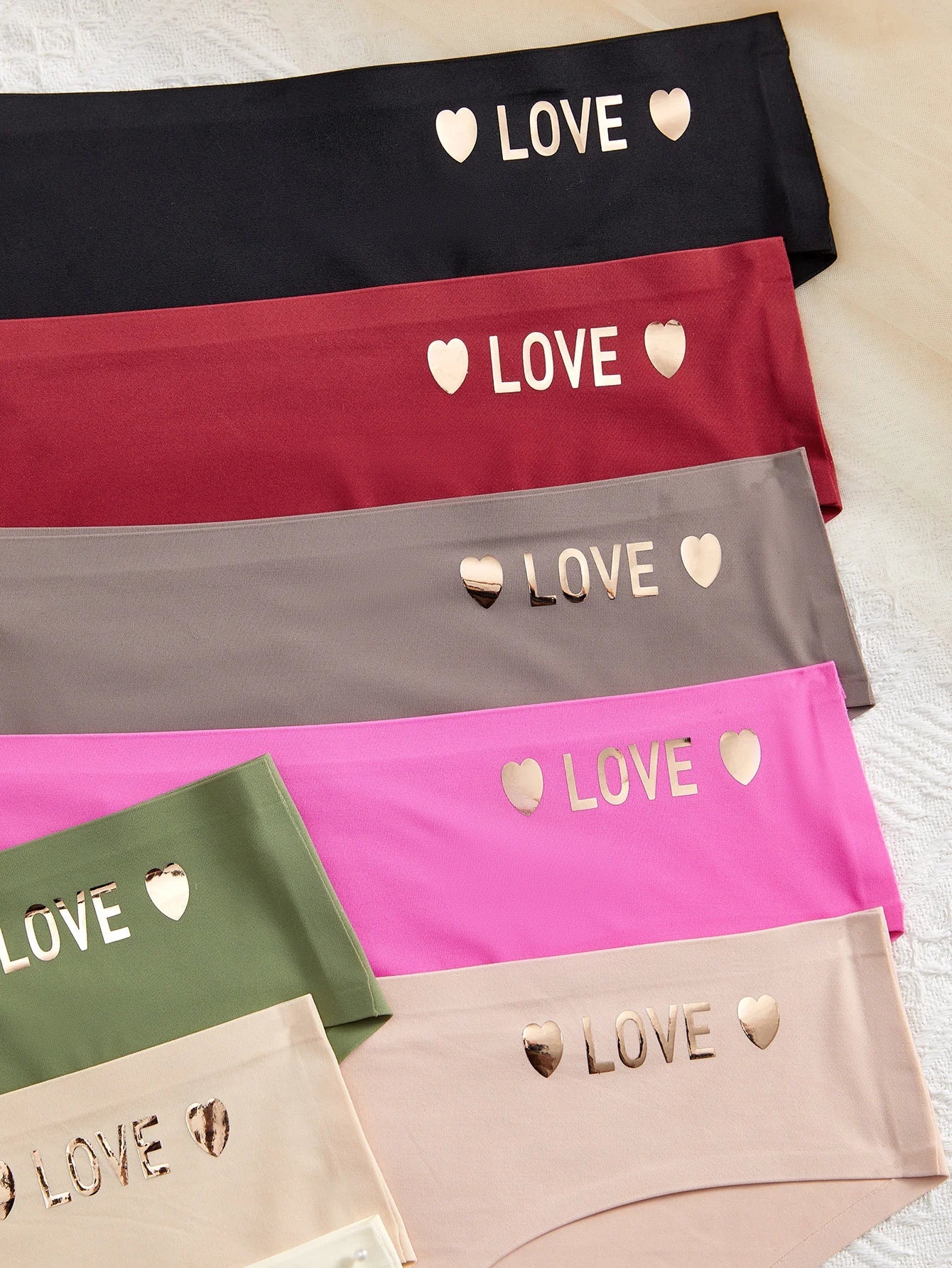 8PCS Love Heart Print Ice Silk Women's panties Seamless Summer Breathable Women's Underwear
