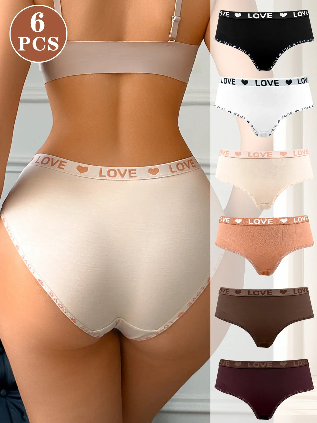 6Pcs/Set Daily Woman Seamless Panties Female Low Rise Plain Briefs Soft Breathable Stretch Ladies Underwear XS-XXL