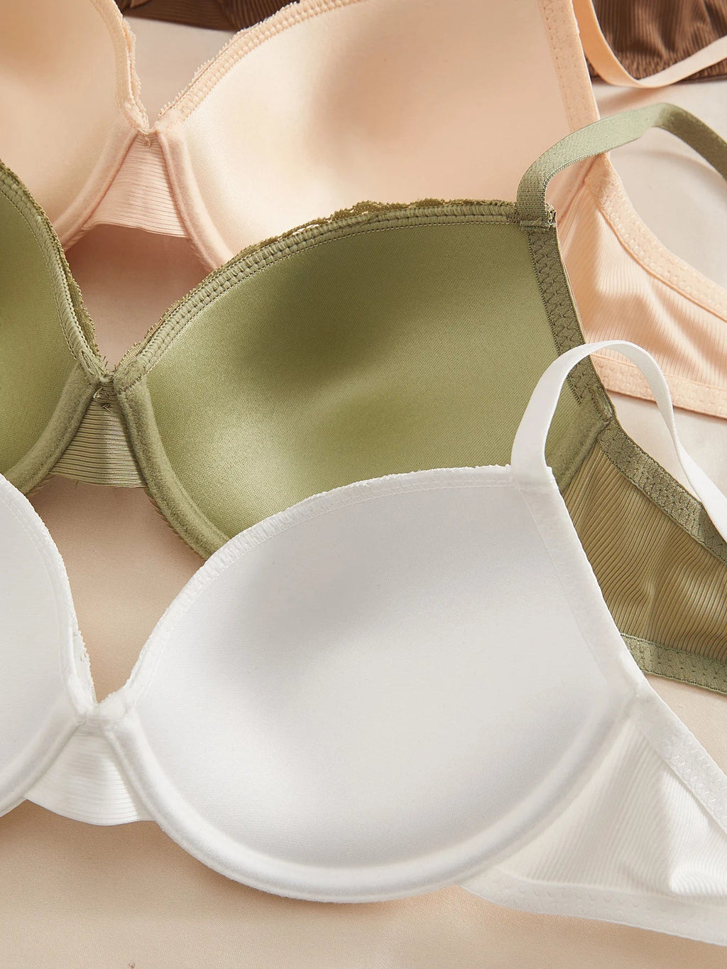 4PCS Daily Lace Trim Women's Underwear Set Bow Ribbed Push up Underwire Bra Comfortable Stylish Women's Bra