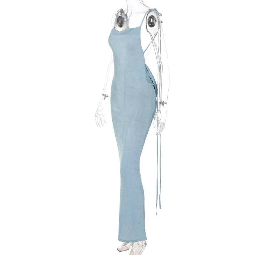 Lace Up Backless Dress