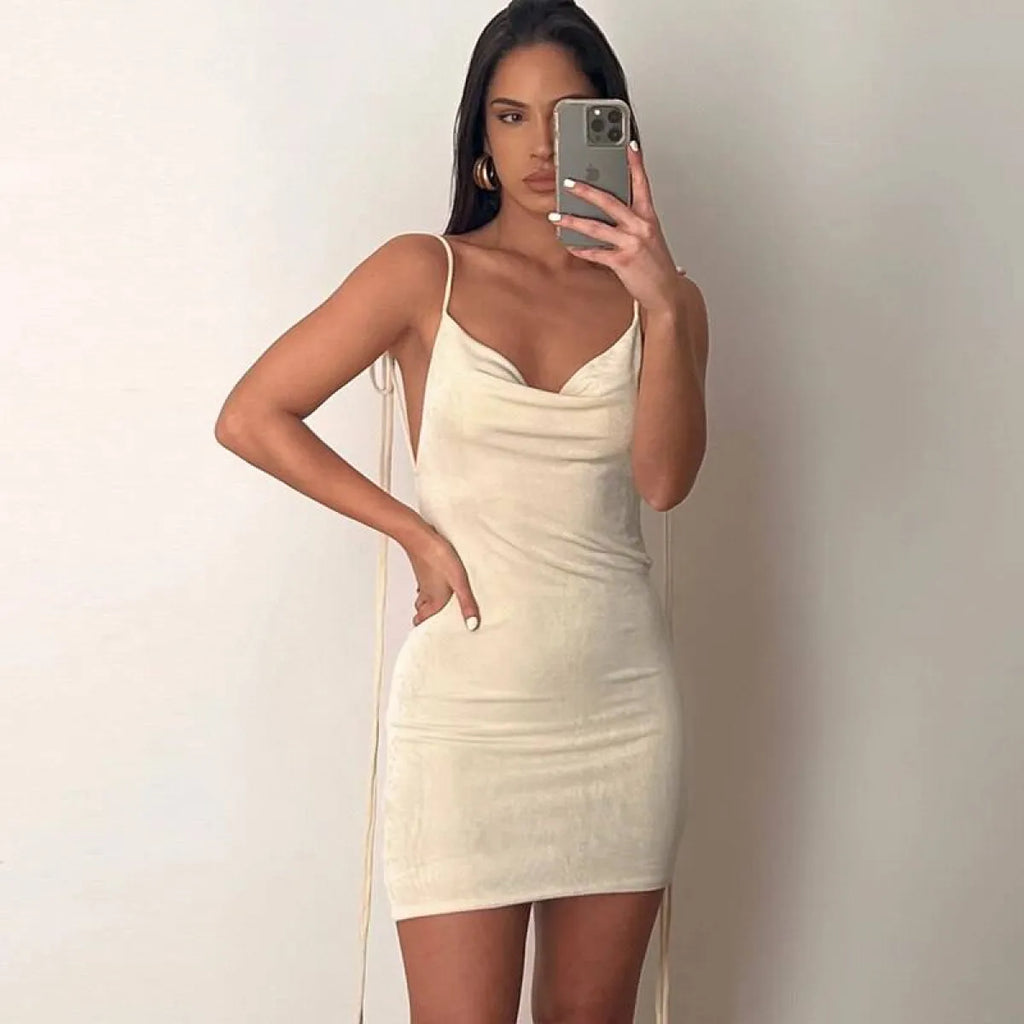 Lace Up Backless Dress