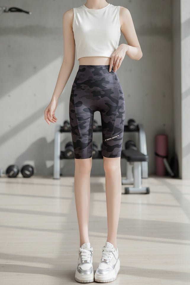 Camouflage Shark Slim-Fit Yoga Pants for Women – Multi-Length Camo Leggings