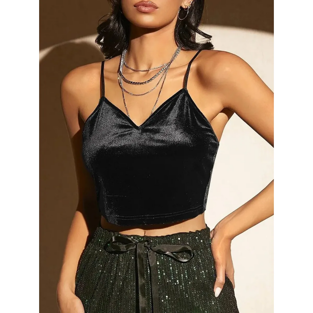 Butterfly Embroidery Mesh Velvet Cami