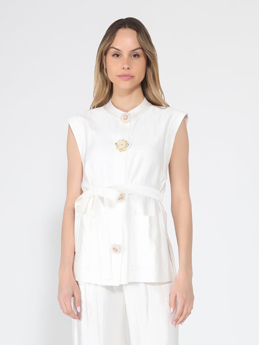 Button detail sleeveless vest