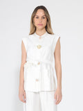Button detail sleeveless vest