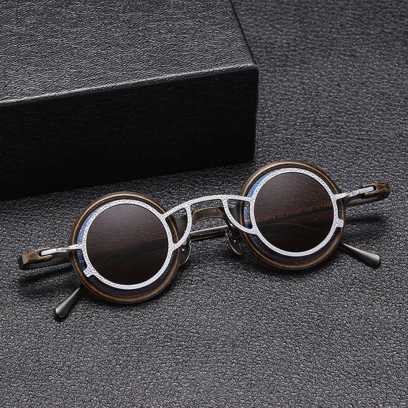 Pure Titanium Small Round Sunglasses – Retro Luxury Shades