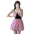 Bow Patchwork Korean Swimsuit – Sweet Padded One Piece