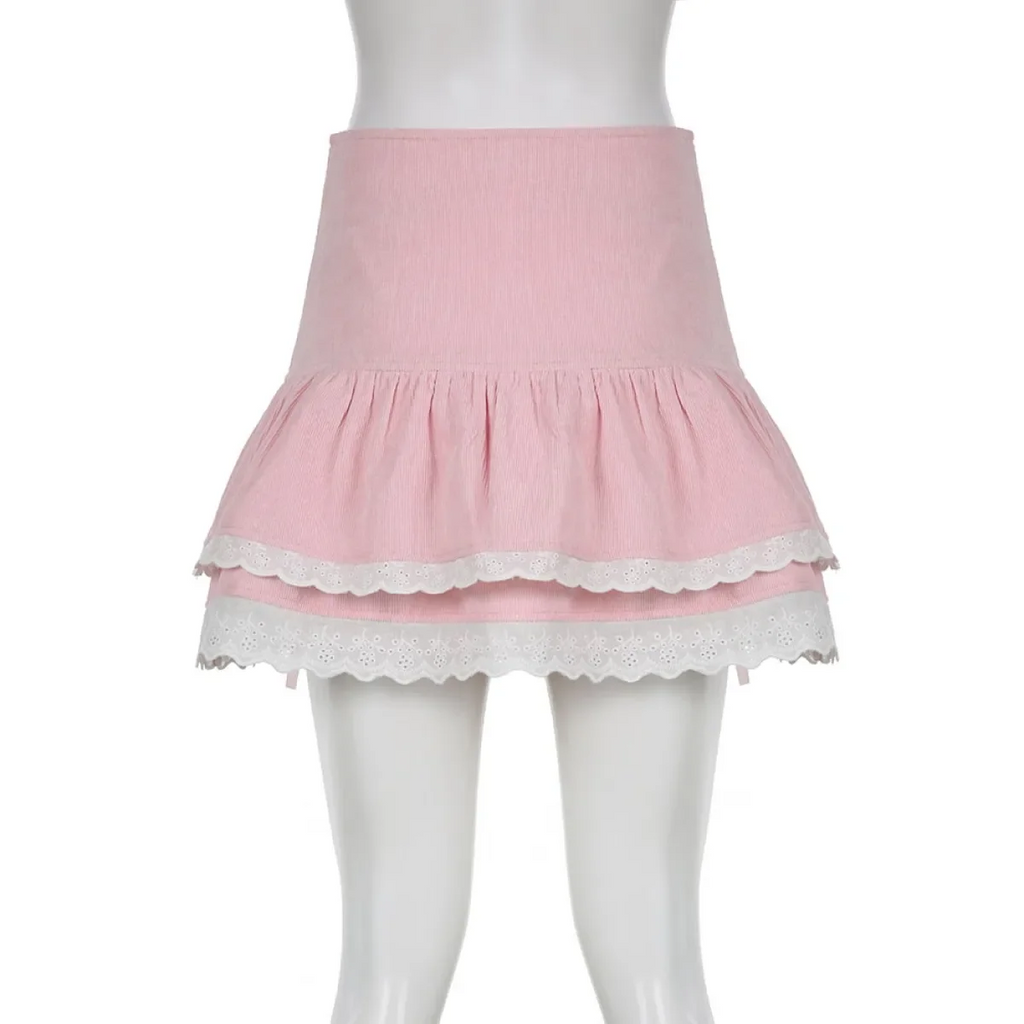 Pink Skirt With Cascading Ruffles