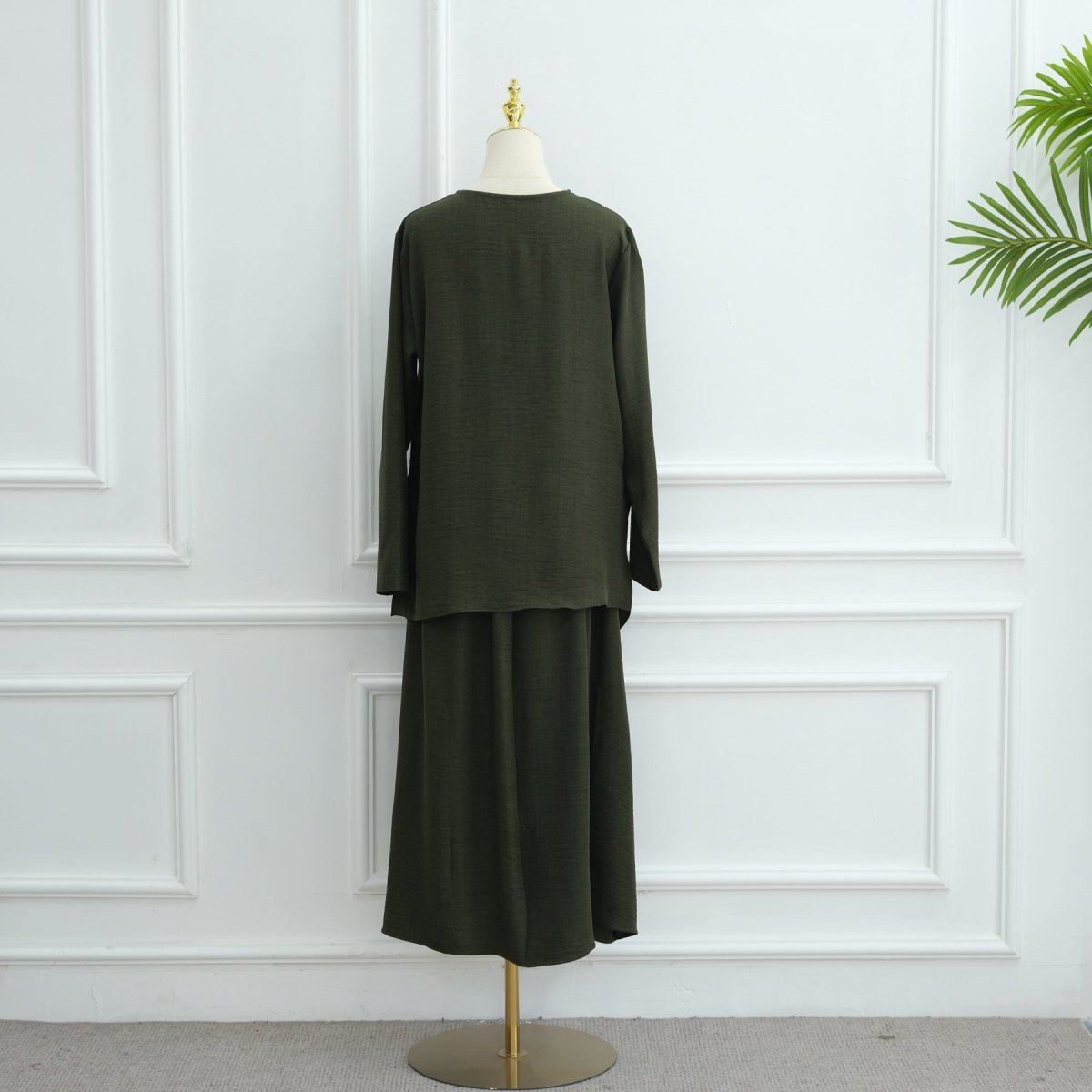 Cross-Wrap Waist Top & A-Line Maxi Skirt Set(MS475)