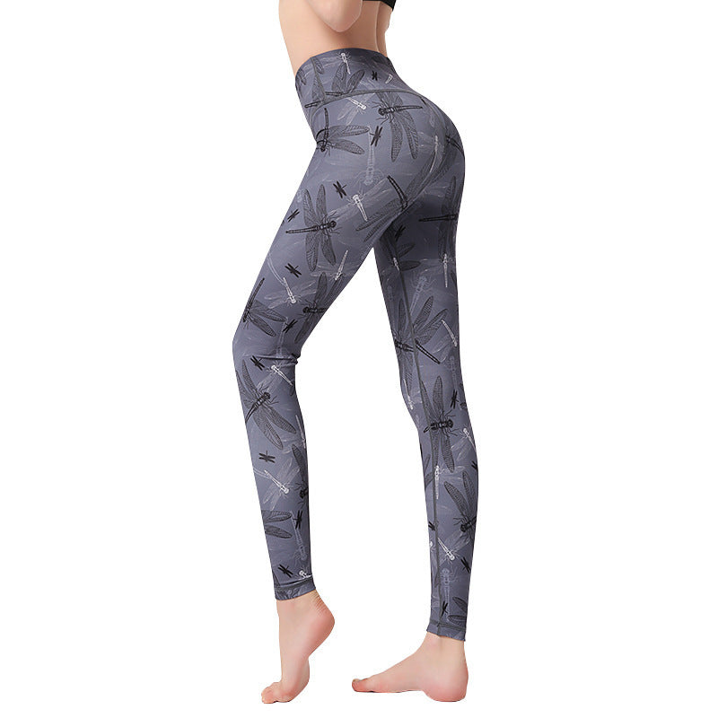 💜 Marble Print High-Waist Yoga Leggings – Sculpted Fit in Bold Purple