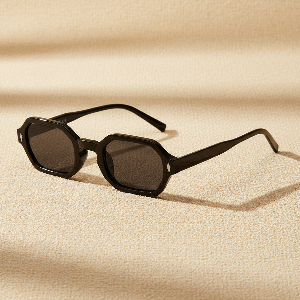Polygonal Small-Frame Sunglasses – Hexagonal Unisex UV Protection