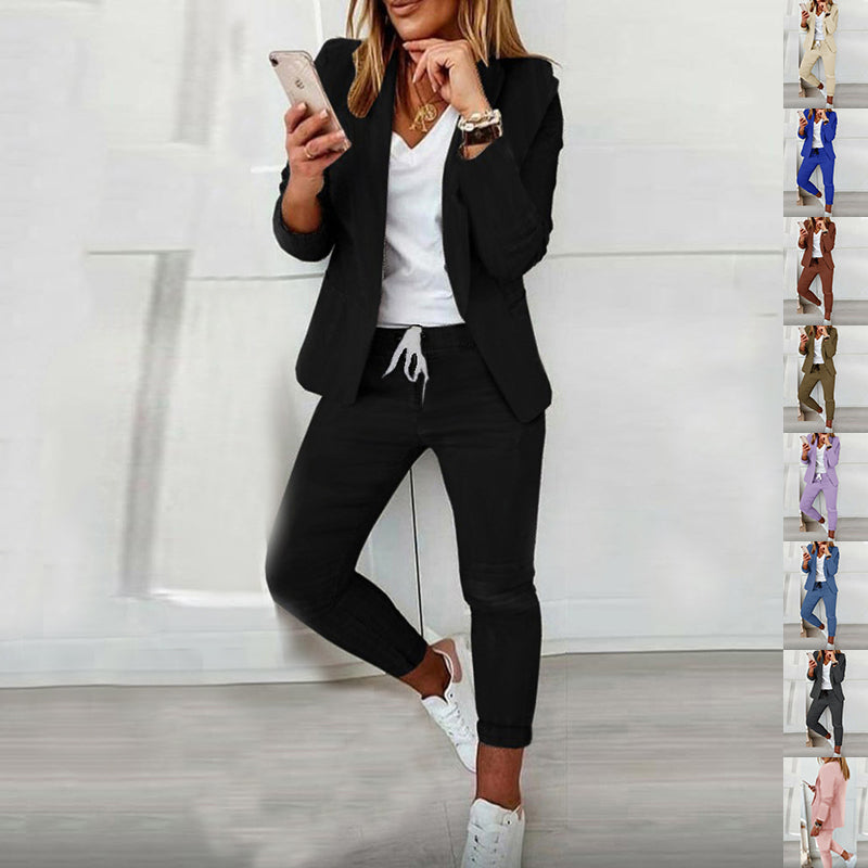 Lapel Blazer & Drawstring Trousers OL Suit – 12 Colors XS–3XL